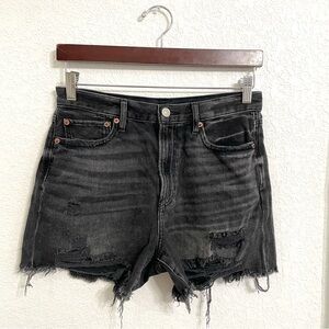 American Eagle Womens Shorts Washed Black 90s Boyfriend Distressed Size 6